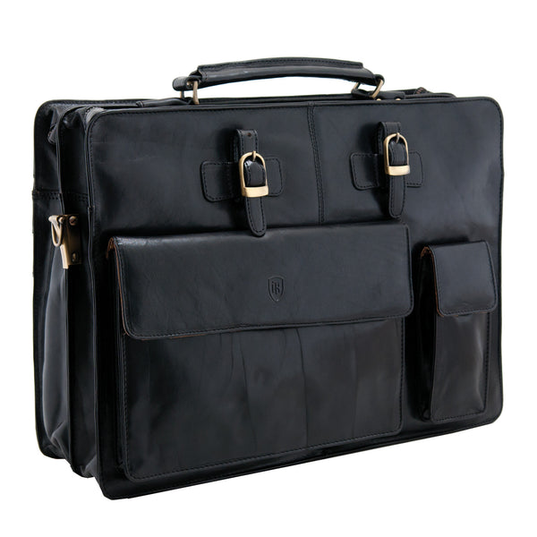 8371 THI - The Levanto Italian Leather Double Gusset Newspaper Briefcase