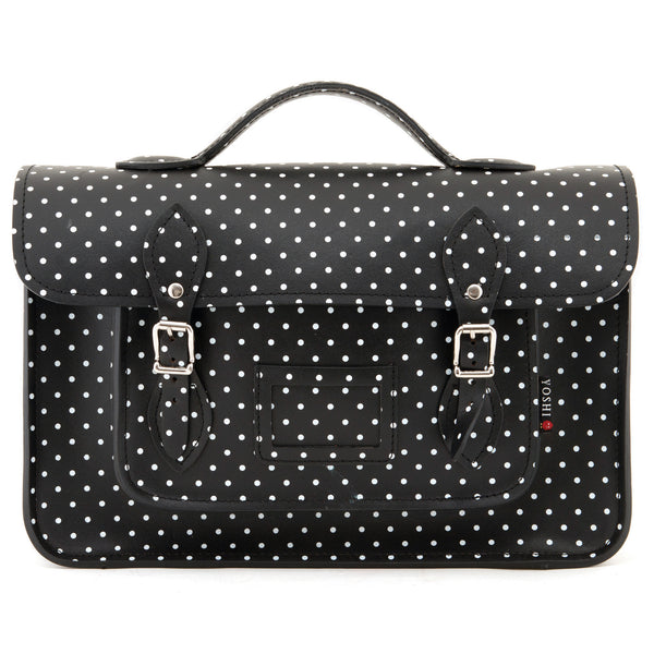 YB84 PLK - The Belforte 14" Polka Leather Satchel by Yoshi