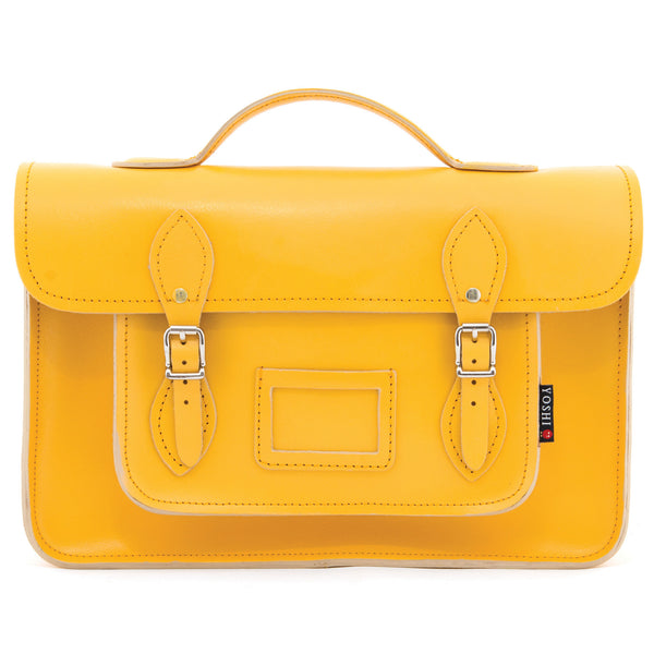 YB84 - The Belforte 14" Plain Leather Satchel by Yoshi