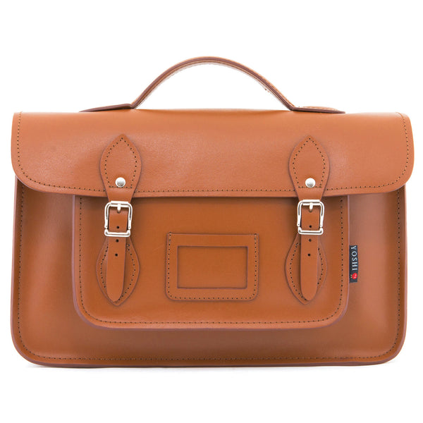 YB84 - The Belforte 14" Plain Leather Satchel by Yoshi