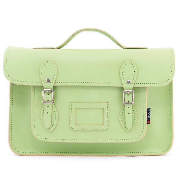 YB84 - The Belforte 14" Plain Leather Satchel by Yoshi