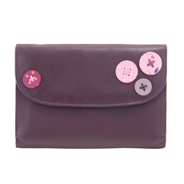 1007B 17 - Leather Flap Over Purse with Button Applique Detail