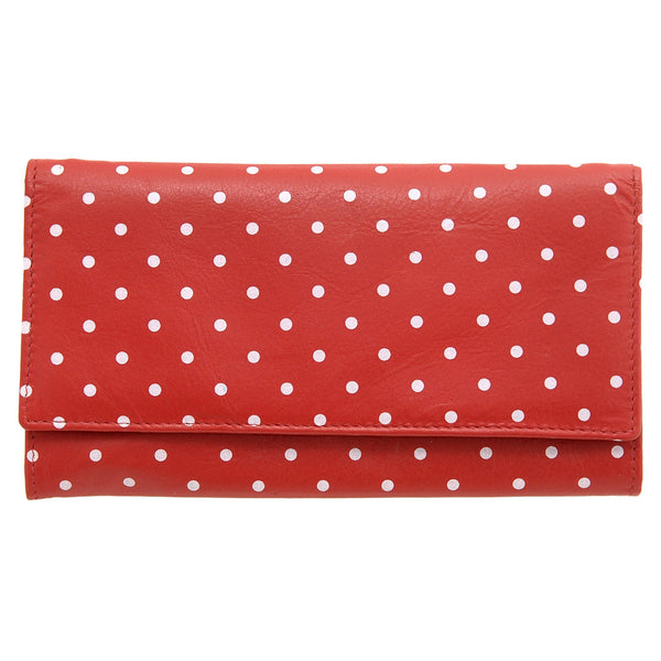 1030P 17 9 - Leather Flap Over Polka Print Purse