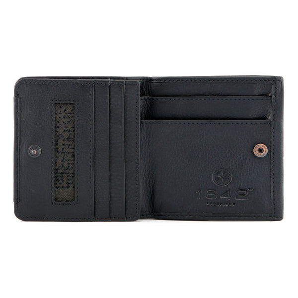 1044 17 Flap Over Leather Wallet Purse with Back Coin Section