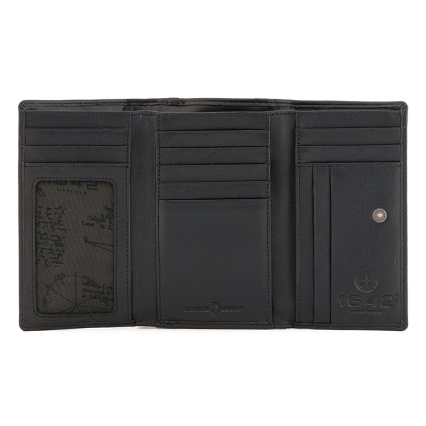 1305 17 - Flap Over Leather Purse with Back Zip Section