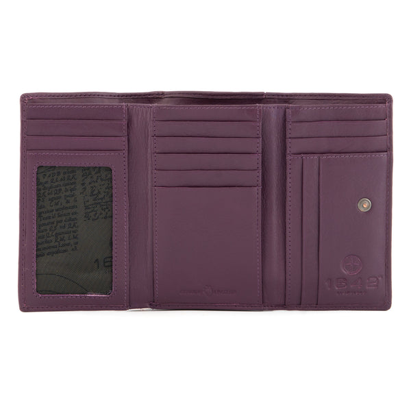 1305 17 - Flap Over Leather Purse with Back Zip Section