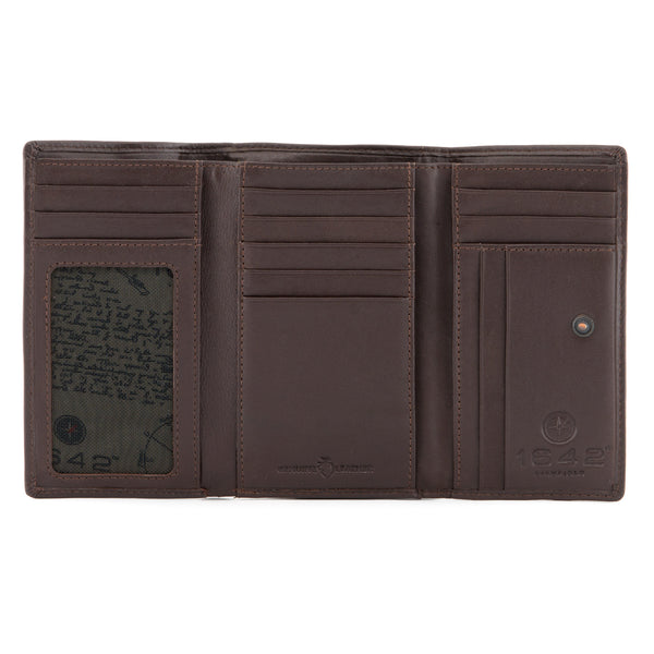 1305 17 - Flap Over Leather Purse with Back Zip Section