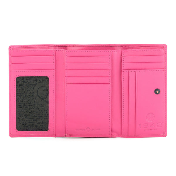 1305 17 - Flap Over Leather Purse with Back Zip Section