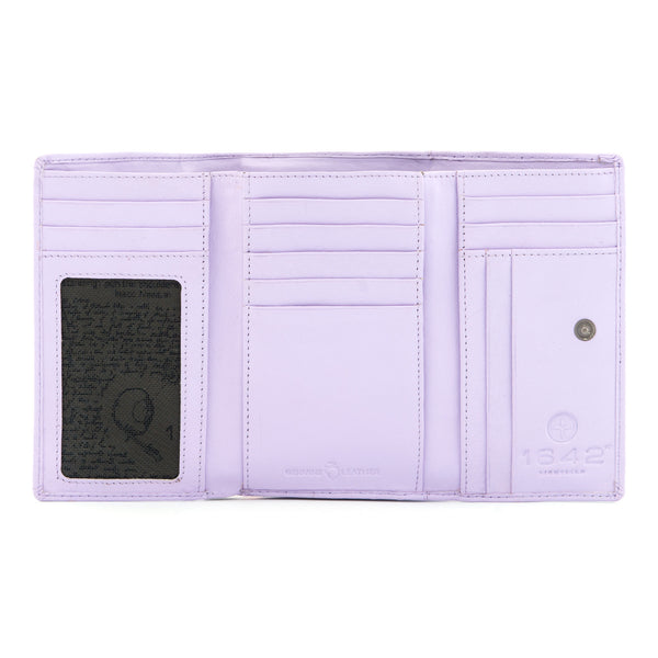 1305 17 - Flap Over Leather Purse with Back Zip Section