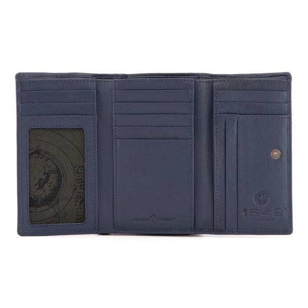 1305 17 - Flap Over Leather Purse with Back Zip Section