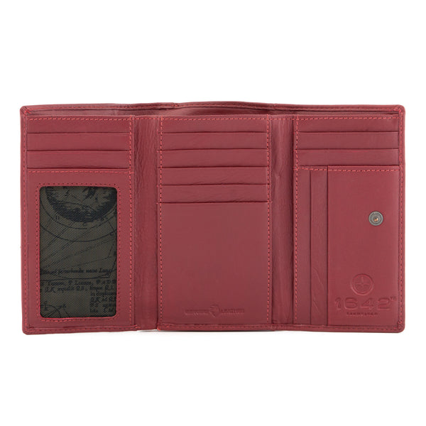 1305 17 - Flap Over Leather Purse with Back Zip Section