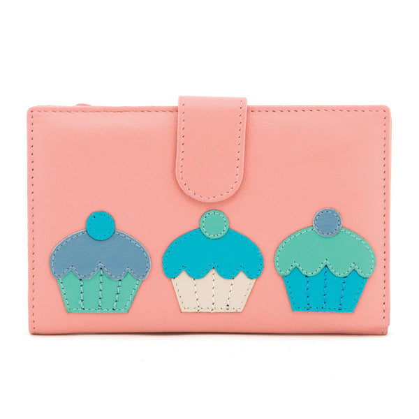 1309CC 21 - Leather Flap Over Purse with Cupcake Applique