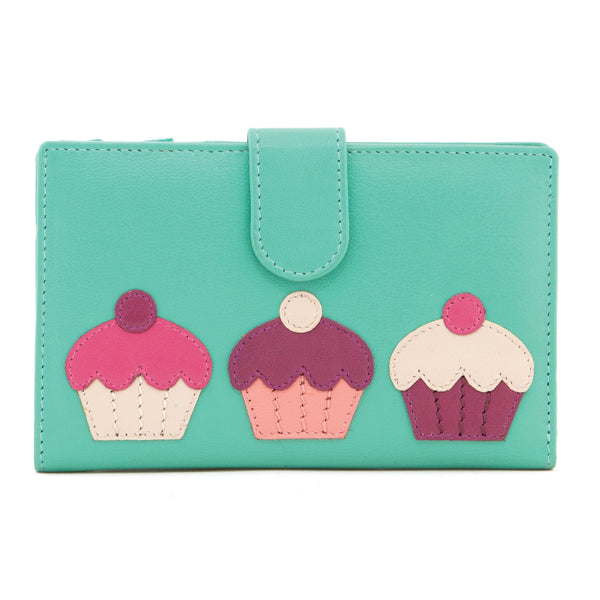 1309CC 21 - Leather Flap Over Purse with Cupcake Applique