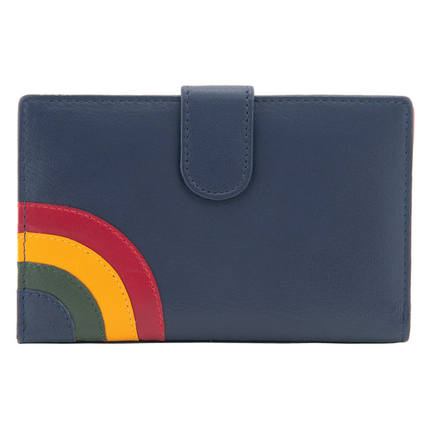 1309RB 21 - Leather Flap Over Purse with Rainbow Applique