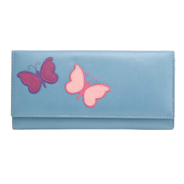 1310BF 21 - Leather Flap Over Purse with Butterfly Applique