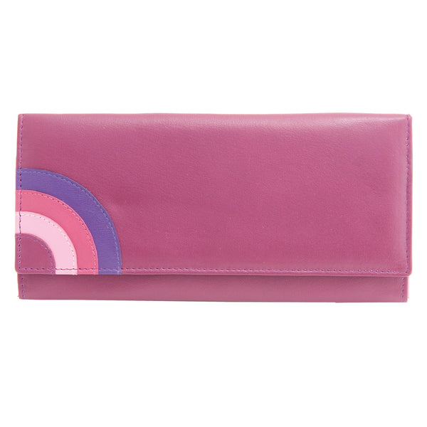 1310RB 21 - Leather Flap Over Purse with Rainbow Applique