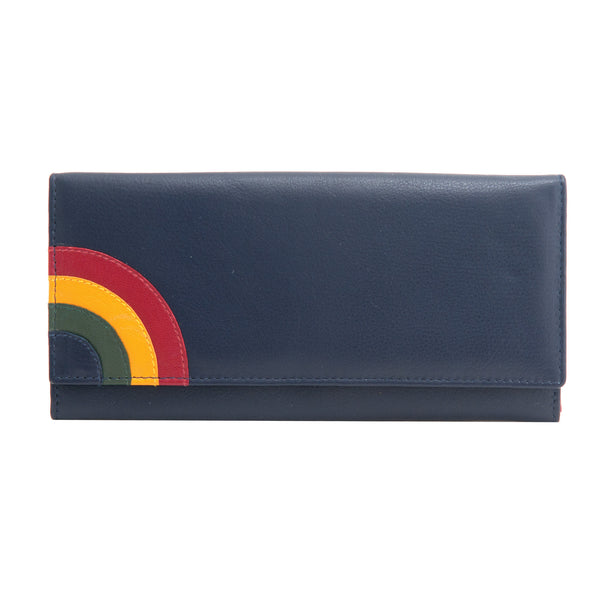 1310RB 21 - Leather Flap Over Purse with Rainbow Applique