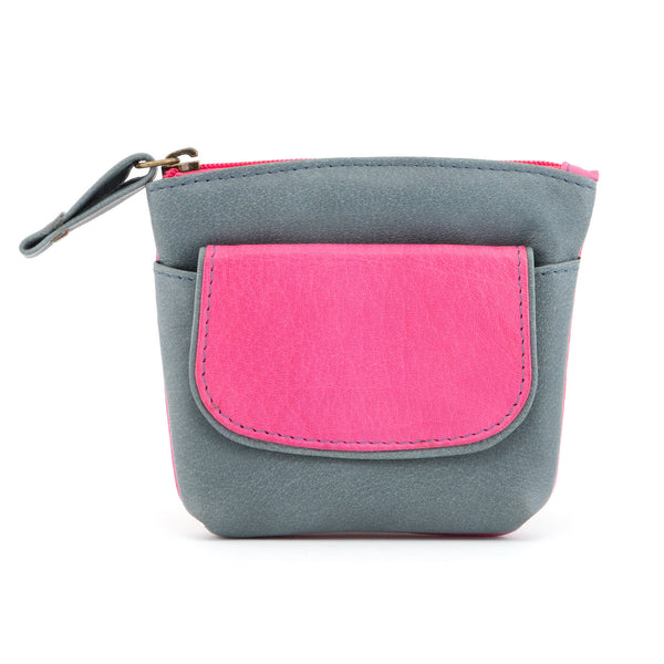 1709 46 - Leather Zip Top Coin Purse with Front Pocket