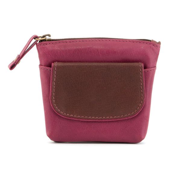1709 46 - Leather Zip Top Coin Purse with Front Pocket