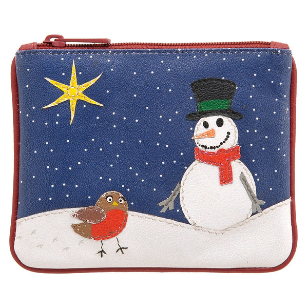 1723 23 SN - Zip Top Coin Purse with Snowman Applique