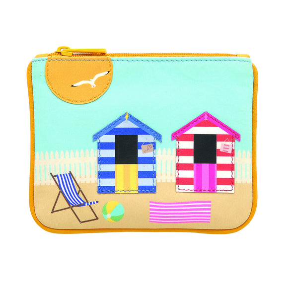 1723 23 BH - Zip Top Coin Purse with Beach Hut Applique