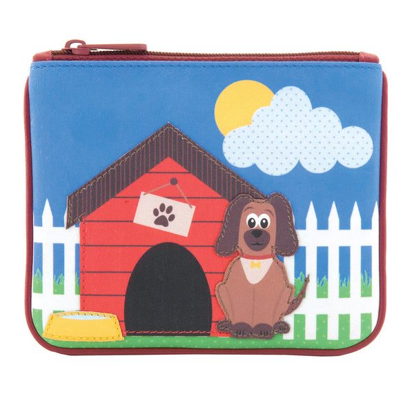 1723 23 DOG - Zip Top Coin Purse with Dog Applique