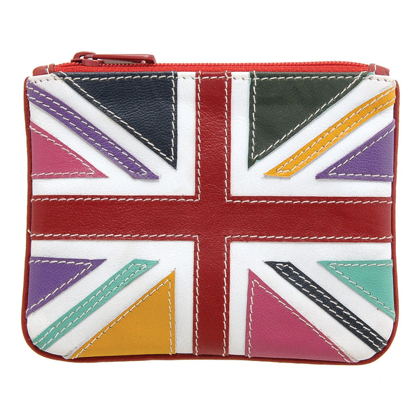 1723 23 UJ9 - Zip Top Coin Purse with Red Union Jack Applique