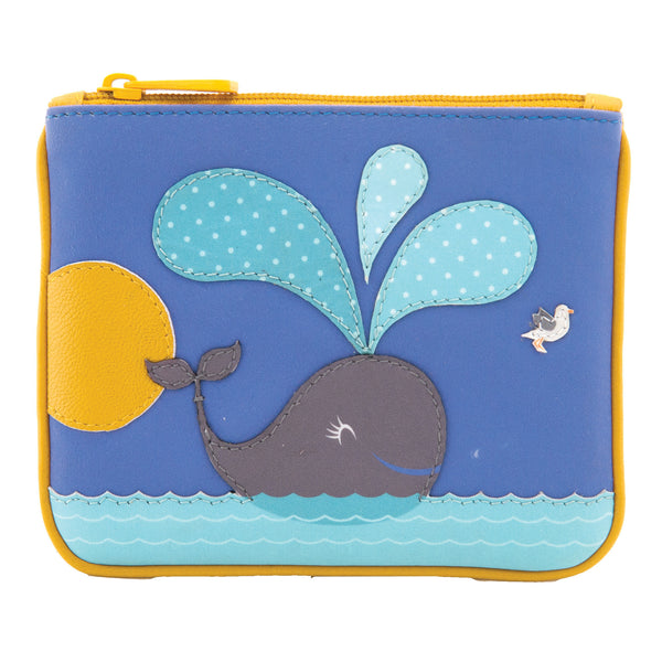1723 23 WHL - Zip Top Coin Purse with Whale Applique