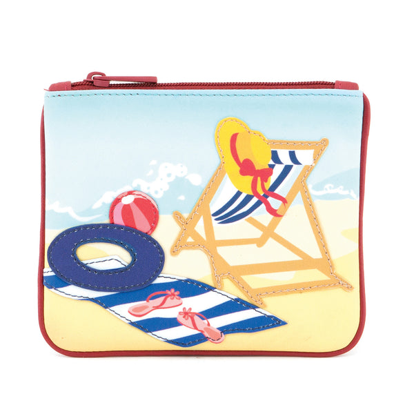 1723 23 BCH - Zip Top Coin Purse with Beach Applique