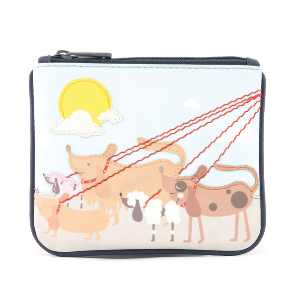 1723 23 DGS - Zip Top Coin Purse with Dog Walking Applique