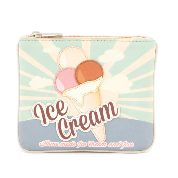 1723 23 HIC - Zip Top Coin Purse with Ice Cream Applique