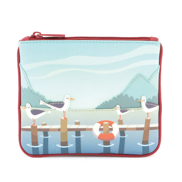 1723 23 SGL - Zip Top Coin Purse with Seagull Applique