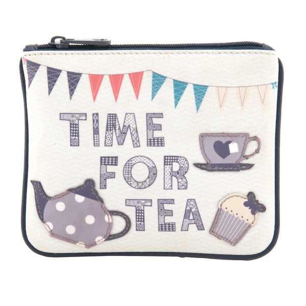 1723 23 TFT - Zip Top Coin Purse with Teacup Applique