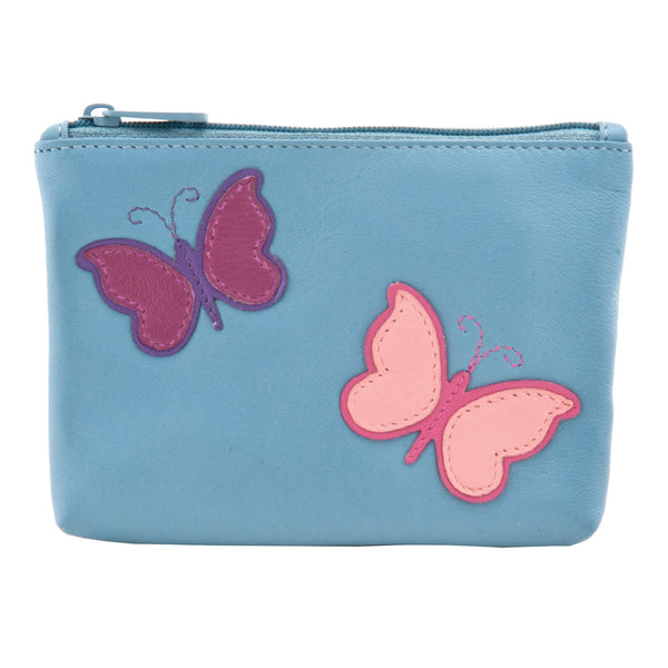 1726BF 21 - Zip Top Coin Purse with Butterfly Applique