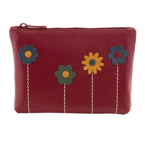 1726FL 21 - Zip Top Coin Purse with Flower Applique