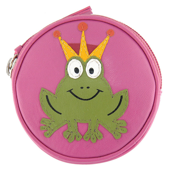 1727 23 FROG - Leather Zip Top Coin Purse with Frog Applique