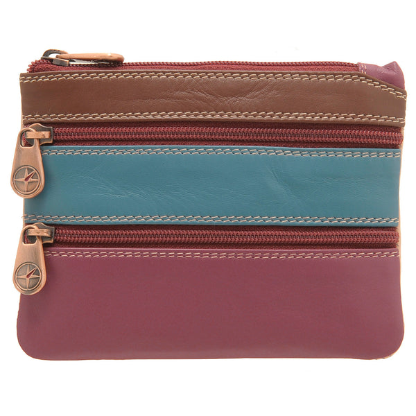 1733 18 - Leather Triple Zip Coin Purse