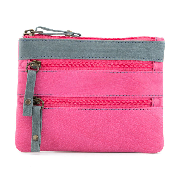 1733 46 - Leather Triple Zip Coin Purse