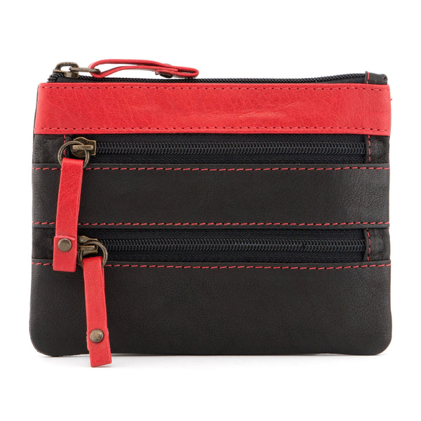 1733 46 - Leather Triple Zip Coin Purse
