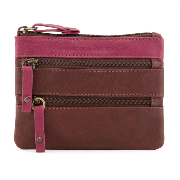 1733 46 - Leather Triple Zip Coin Purse