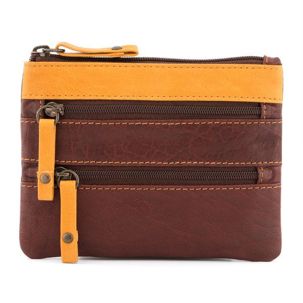1733 46 - Leather Triple Zip Coin Purse