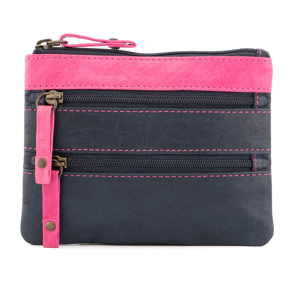 1733 46 - Leather Triple Zip Coin Purse
