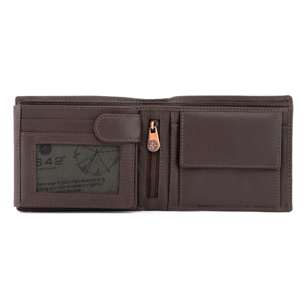 2015 17 - Two Fold Leather Wallet with Inside Zip & Coin Pocket