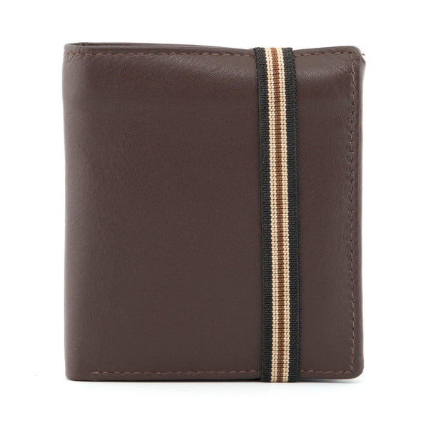 2035E 17 - Two Fold Wallet With Stripe Elastic & Inside Coin Pocket