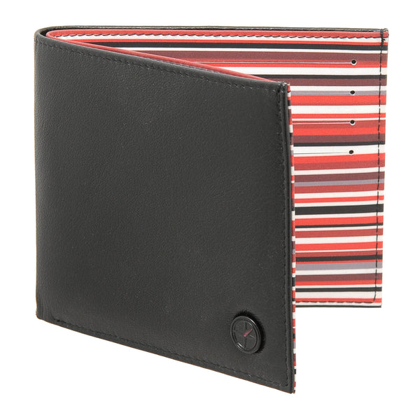 2037 19 - Two Fold Leather Wallet with Red Stripe Print