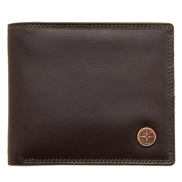 2039 18 16 - Brown / Olive Two Fold Leather Wallet