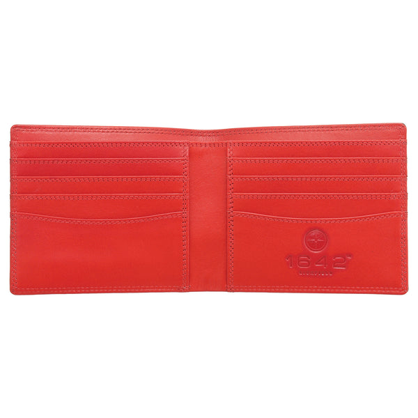 2039 18 19 - Black / Red Two Fold Leather Wallet