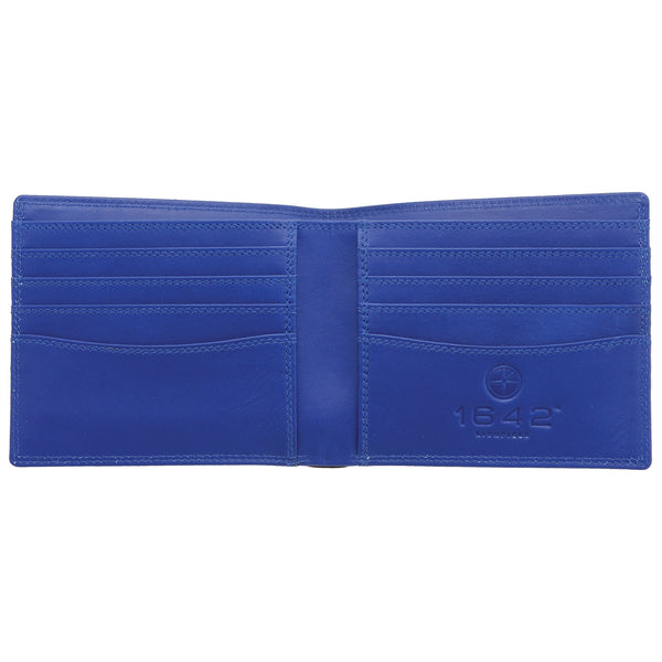 2039 18 2 - Brown / Blue Two Fold Leather Wallet