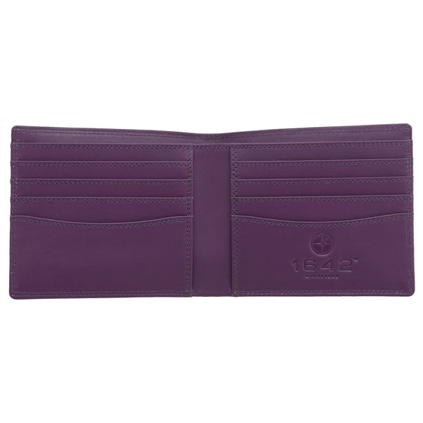 2039 18 55 - Black / Plum Two Fold Leather Wallet
