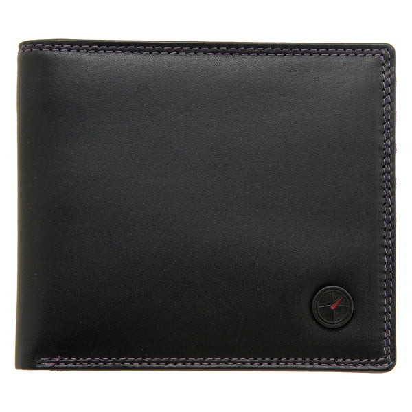 2039 18 55 - Black / Plum Two Fold Leather Wallet